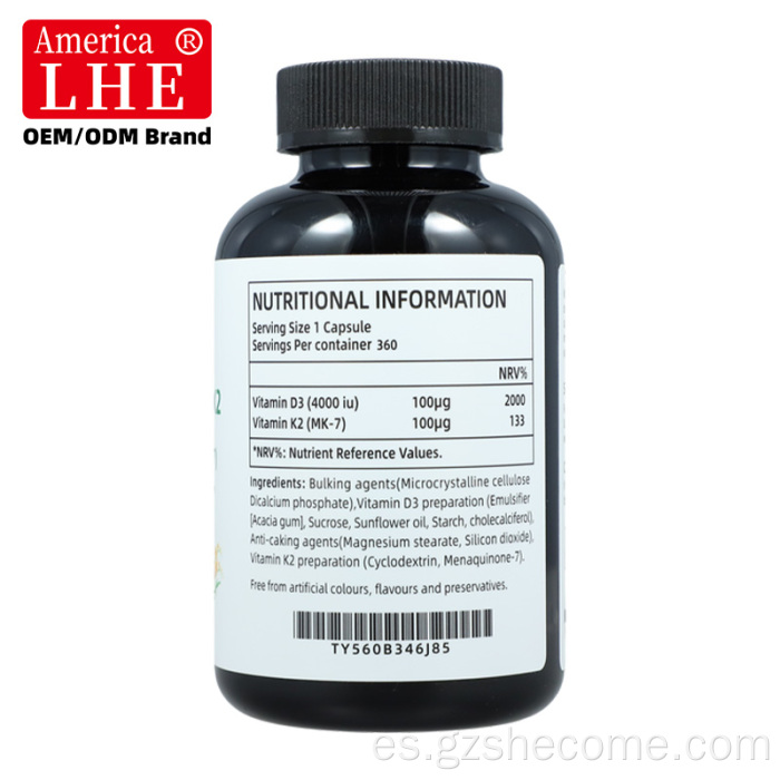 Shecome Vitamina D3 K2 Cápsulas Salud Ósea